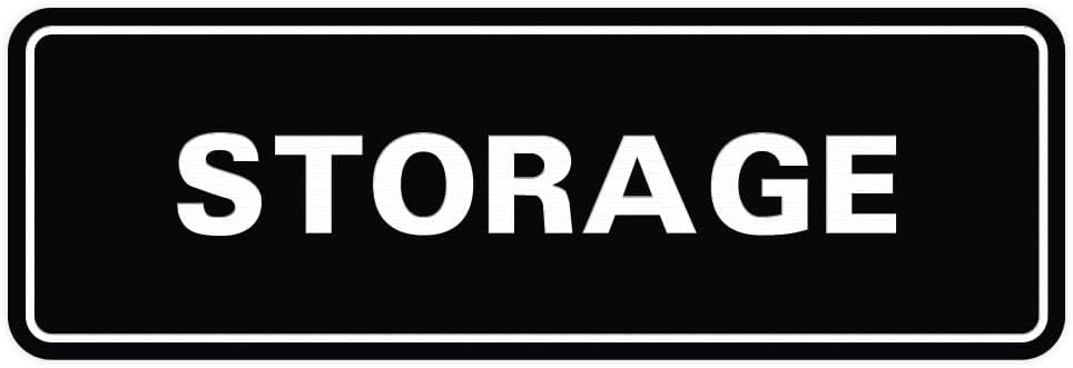 Standard STORAGE Door/Wall Sign - Black/Silver - Medium (5 Pack)