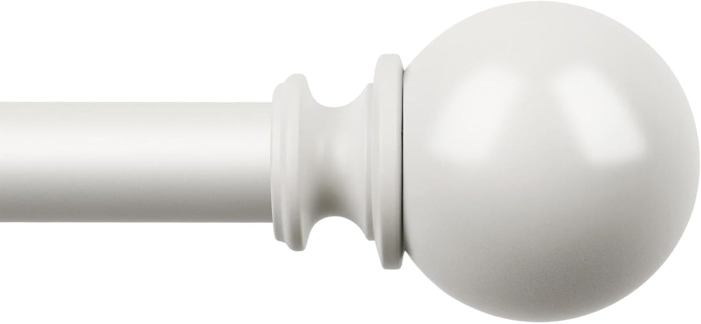 KAMANINA White Curtain Rod for Windows 72 to 144 Inches (6-12ft), 7/8 Inch Long Curtain Rods Adjustable, Single Heavy Duty Drapery Rods 144 inches with Round Finials