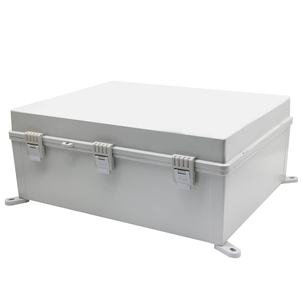 Co. ABS Waterproof IP67 15.75" x 19.68" x 7.87" Hinged Electronics Box with Mounting Plate, and Plastic Cover, Bracket