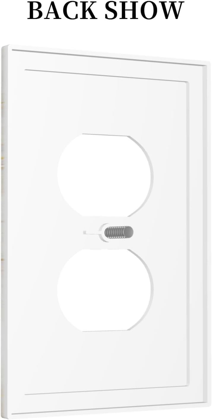 White Grey Gold Marble Simple Tiles Outlet Covers 1 Gang Duplex Light Switch Cover Decorative Switch Plates Electrical Receptacle Faceplate Wall Plate for Bathroom Kitchen Decor