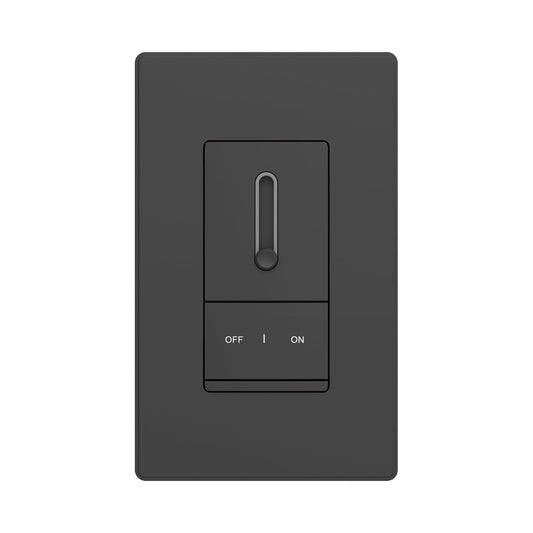 ELEGRP Slide Dimmer Switch for Dimmable LED, CFL and Incandescent Light Lamp Bulbs, Single Pole or 3-Way, Full Control with Preset, Rocker Paddle, Wall Plate Included, UL Listed (1 Pack, Matte Black)