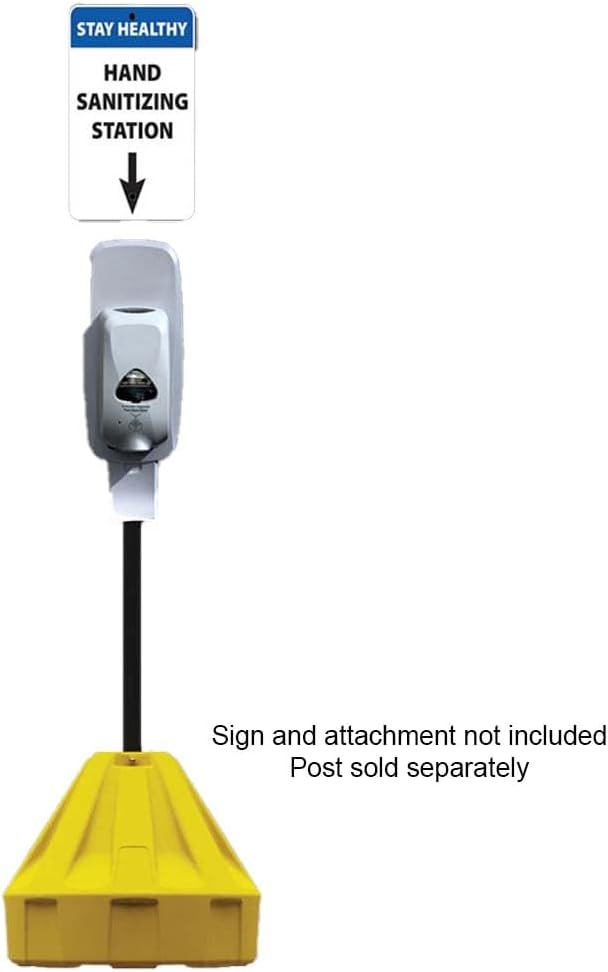 Plasticade Roll-A-Post Portable Sign Post Base, 26" x 38" or Smaller Signs, Designed for School, Airport, Parking Lot, Durable Plastic, Wind Resistance, 24" x 24", Yellow, Post Not Included