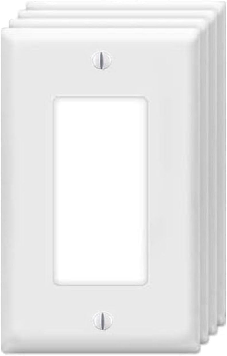 Decorator Wall Plates 1-Gang Switch Outlet Electrical Cover Plate Unbreakable Thermoplastic Faceplate for Light Receptacle Outlet Switch, White (4 Pack)