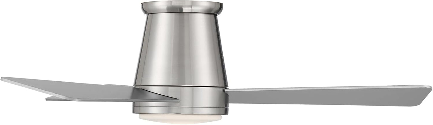WAC Lighting Hug 3-Blade Aluminum Smart Flush Mount Ceiling Fan in Brush Nickel