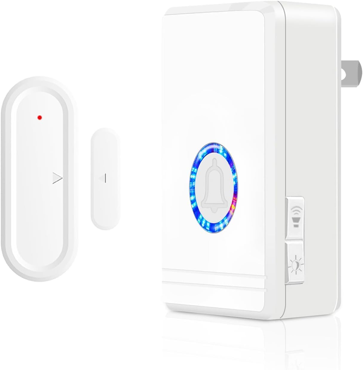Greencycle Door Chime, Wireless Door Open Contact Sensor Alarm,Plug-in Doorbell, 1300 FT Range, 48 Chimes, 5 Volume Levels, Alert for Business/Store/Home/Office When Entering, LED Night Light