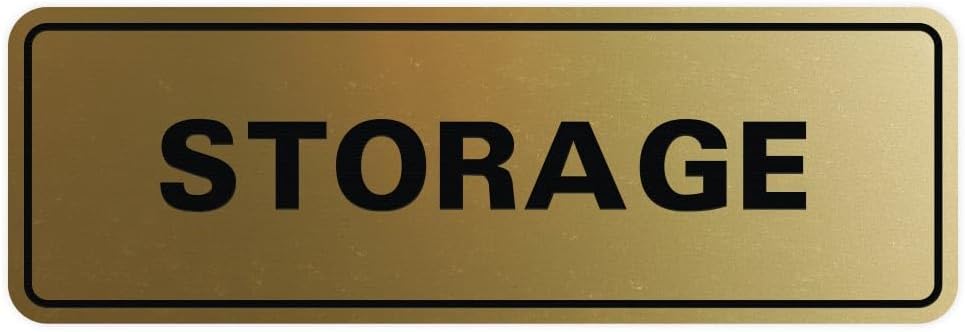 Standard STORAGE Door/Wall Sign - Brushed Gold - Large (5 Pack)