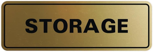 Standard STORAGE Door/Wall Sign - Brushed Gold - Large (5 Pack)