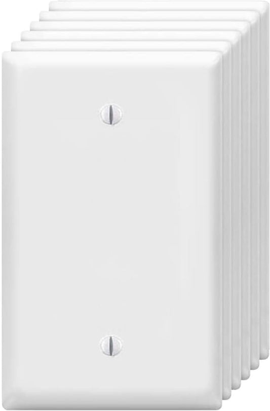 Blank Wall Plates 1-Gang blank Switch Outlet Electrical Cover Plate Unbreakable Thermoplastic Faceplate for Light Receptacle Outlet Switch, White (6 Pack)