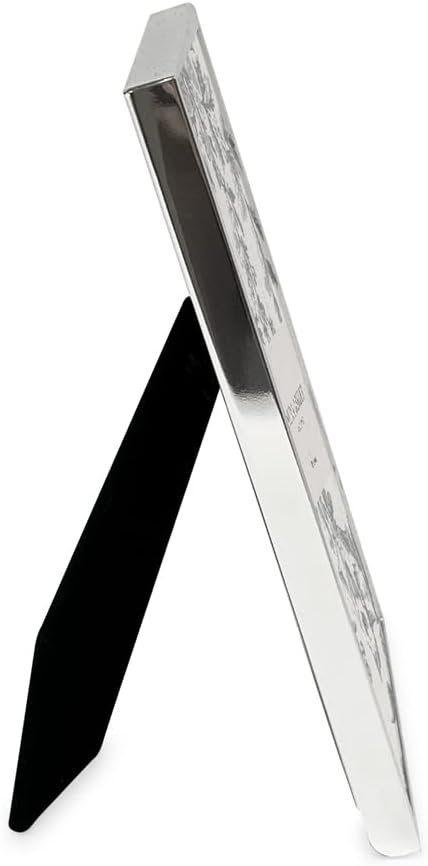 Laura Ashley 4x6 Silver Flat Metal Picture Frame (Vertical & Horizontal) w/Two-Way Easel Stand, Black Velvet Backing, Wall-Mountable, Made for Tabletop, Desk, Wall Display, Home Décor (4x6, Silver)