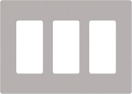 Lutron Claro Light Switch Cover Plate, 3 Gang Wallplate, for Decorator Light Switches, Rocker Light Switch Cover, Outlet Cover, Screwless Switch Plate Cover, Gloss, CW-3-GR, Gray