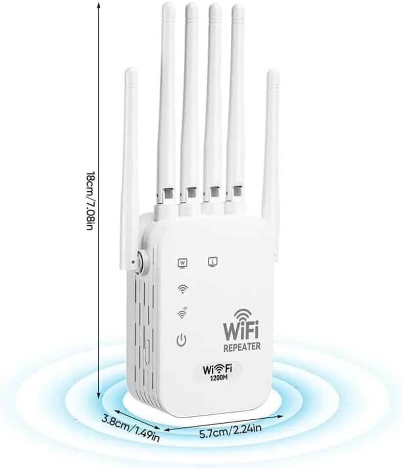 1200M WiFi Extender 6-Antenna Strong Signal, Directional WiFi Antenna Signal Booster and Amplifier, Wireless Repeater Extender with Ethernet Port for PC, Outdoor Coverage, Enhanced Network Range(1pc)