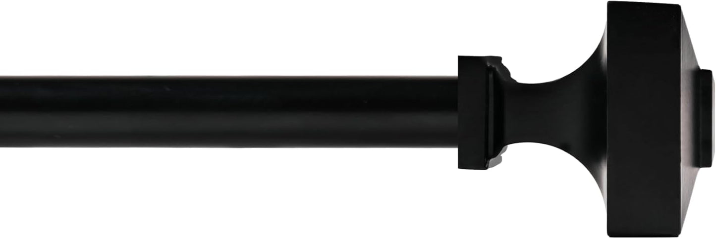 Deco Window Adjustable Curtain Rod for Windows 44 to 120 Inch (Pack of 1) Extendable Heavy Duty 3/4 Inch Iron Drapery Pole with Finials Wall Mounted French Door Curtain Rods (Black)