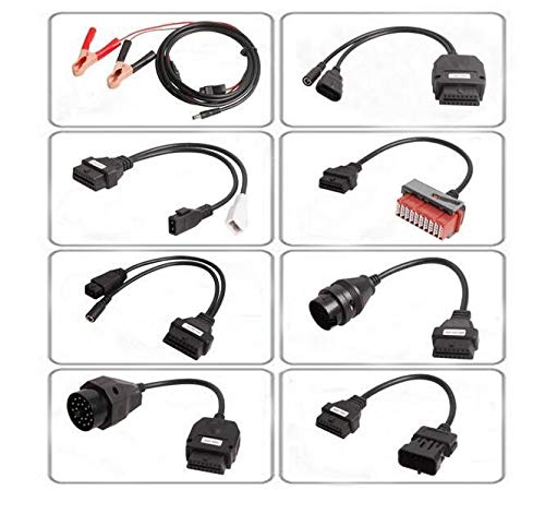 Outzone 8PCS Automotive Diagnostic Cable Set, OBD2 Scanner Adapter for BMW 20PIN, Benz 38PIN, Audi, OPEL, Fiat | Replacement for Autel, Launch, Foxwell Scan Tools | Professional Car Diagnostic Kits