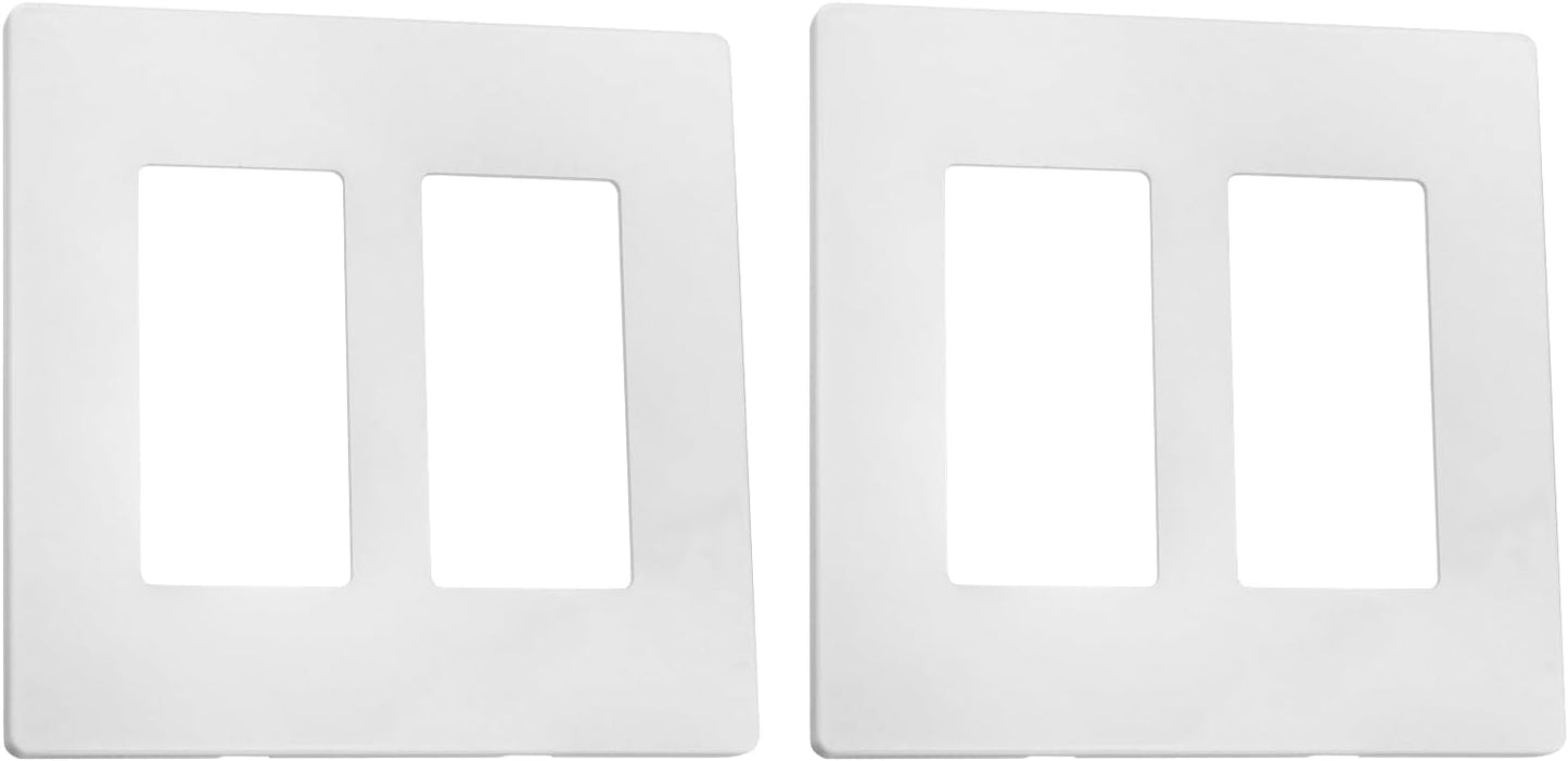2-Gang Decora Screwless Wall Plate 80309-SW,Child Safe Outlet Cover 80309-SW,Screw Smooth Face Switch Plates Screwless Wall Plate 2-Gang Receptacle Outlet Cover 2 Pack