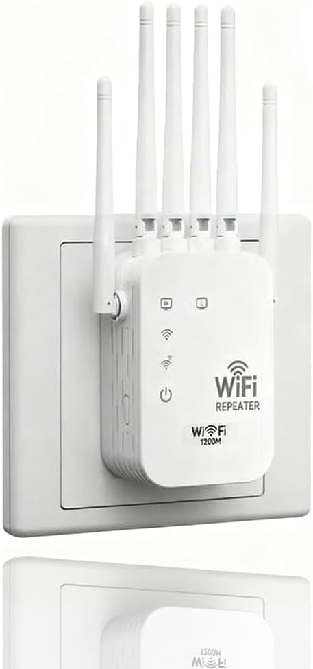1200M WiFi Extender 6-Antenna Strong Signal, Directional WiFi Antenna Signal Booster and Amplifier, Wireless Repeater Extender with Ethernet Port for PC, Outdoor Coverage, Enhanced Network Range(1pc)