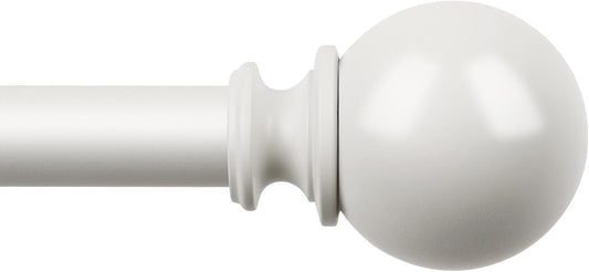 KAMANINA White Curtain Rods for Windows 48 to 84 Inch, 7/8 Inch Adjustable Curtain Rods 32 to 86 Inches (2.6-7.1ft), Single Drapery Rod Adjustable with Round Finials