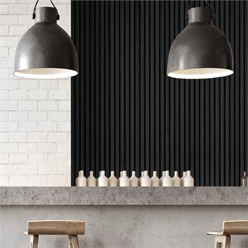 Wood Panels for Wall - Oak Acoustic Wall Panels - 4PK Wall Wood Panels - 94.49” x 12 - Soundproof Wall Panels for Decor - Acoustic Slat Wood Wall Panels for Interior Decoration of Walls (Oak) (Black)