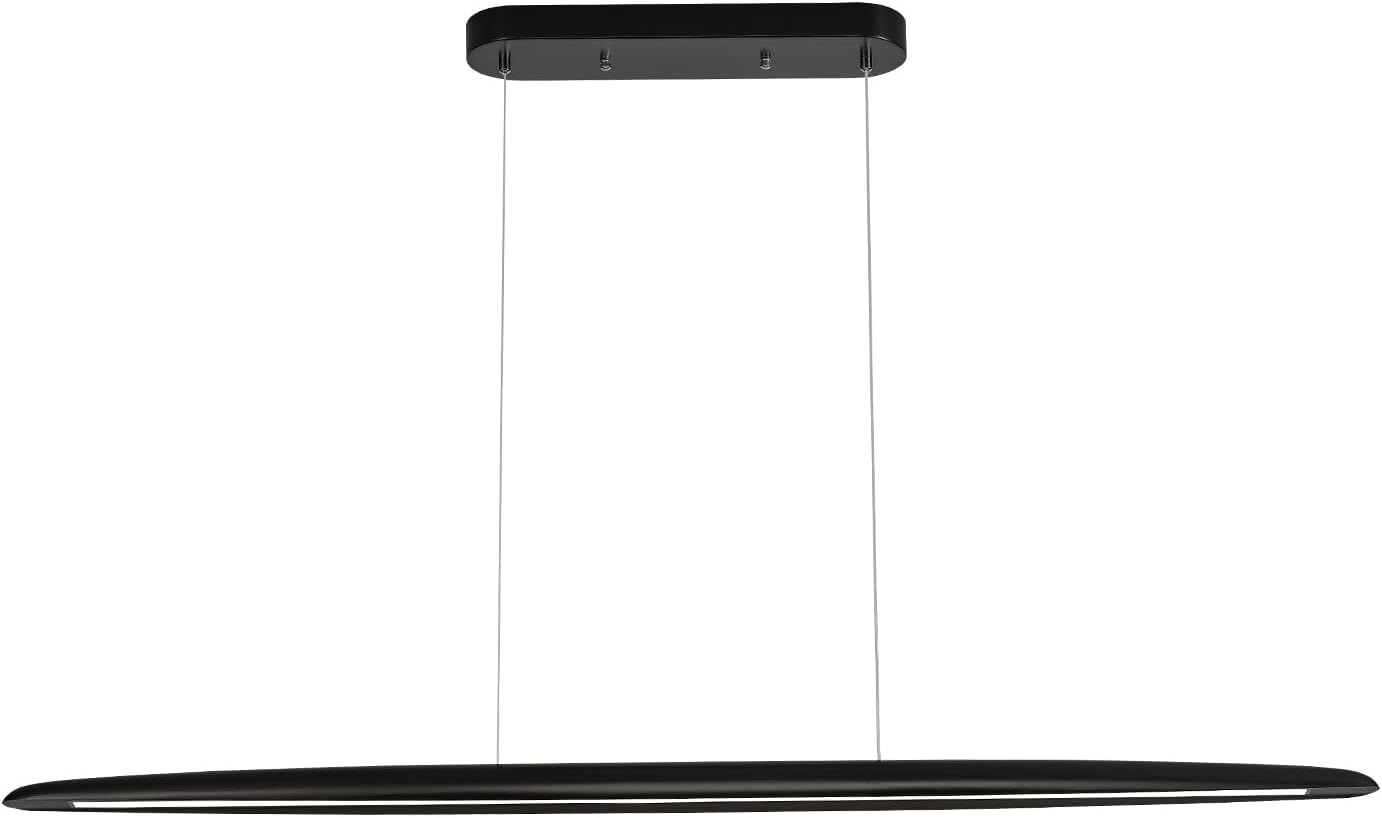 39" Wood LED Linear Pendant Light Black Linear Pendant Dinning Room Hanging Lights LED Dimmable Chandeliers 24w for Dining Room Pool Table Lights Kitchen Island Light Black