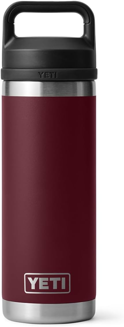 YETI Rambler 18 oz Bottle, Leakproof, Vacuum Insulated, Stainless Steel with Chug Cap, Wild Vine Red