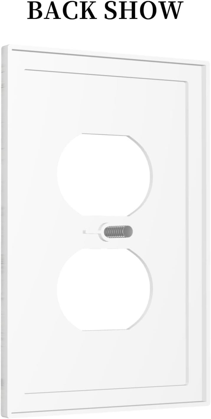 Outlet Covers Marble Granite White And Grey 1 Gang Duplex Electrical Receptacle Faceplate Light Switch Cover Wall Plate Decorative Switch Plates for Home Bedroom Decor