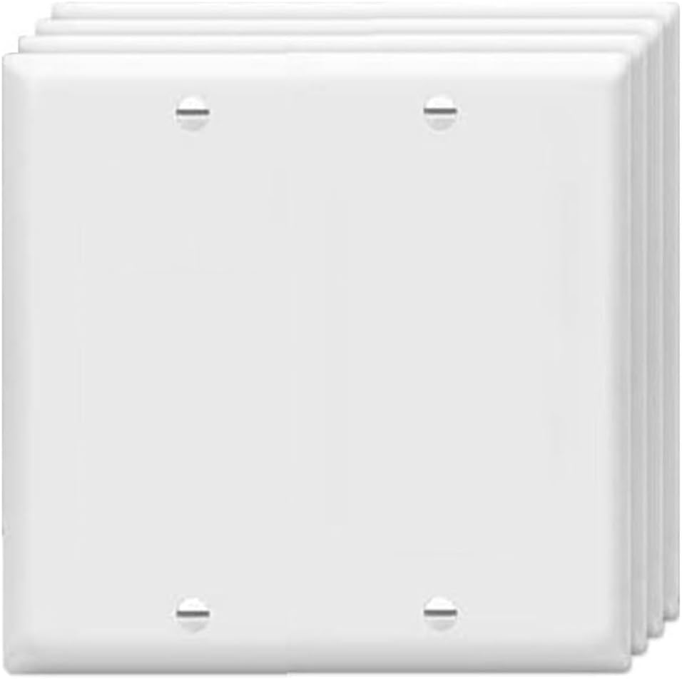 Blank Wall Plates 2-Gang blank Switch Outlet Electrical Cover Plate Unbreakable Thermoplastic Faceplate for Light Receptacle Outlet Switch, White (4 Pack)