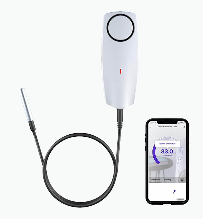 PHOVOLT Zigbee Refrigerator Thermometer:App Notification, Data Record Export, Fridge Thermometer with Probe for Refrigerator, Freezer, Hot Tub.Hub Required