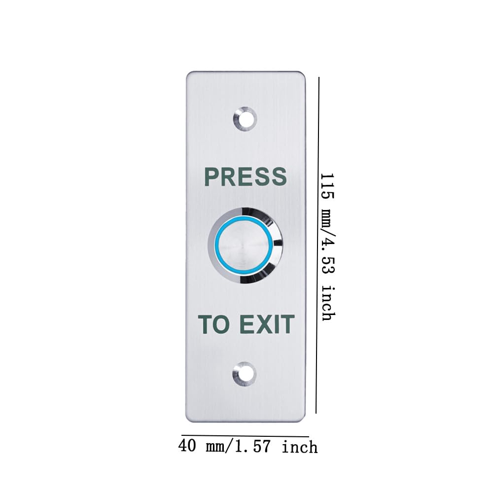 Push to Exit Button，12V DC Push to Exit Switch with LED Light, IP67 Waterproof,NC/NO/COM Outputs, Surface Mount Request-to-Exit Device for Access Control Systems (115X40-B)
