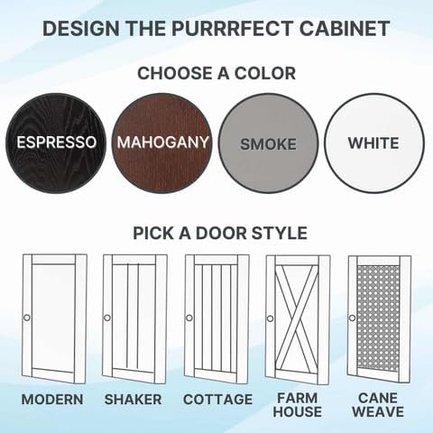THE REFINED FELINE Refined Self-Cleaning Litter Box Cabinet, Wooden Cat Litter Box Enclosure for Automatic Litter Boxes, Mahogany, Farmhouse.