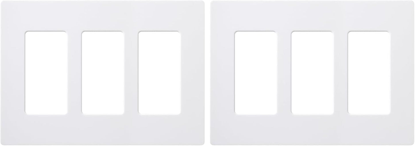 Lutron Claro 3 Gang Decorator/Rocker Wallplate, Gloss, White (1-Pack) | CW-3-WH (Pack of 2)
