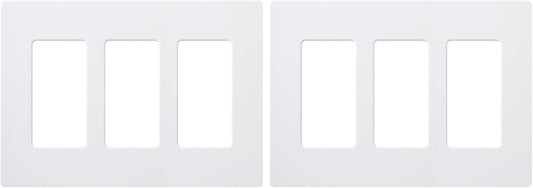 Lutron Claro 3 Gang Decorator/Rocker Wallplate, Gloss, White (1-Pack) | CW-3-WH (Pack of 2)