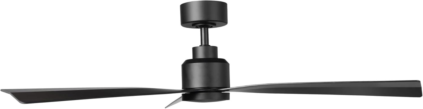 Clean Indoor/Outdoor 3-Blade Smart Compatible Ceiling Fan 52in Matte Black with Remote Control and Wall Cradle. Works with iOS/Android, Alexa, Google Assistant, Samsung SmartThings, and Ecobee.