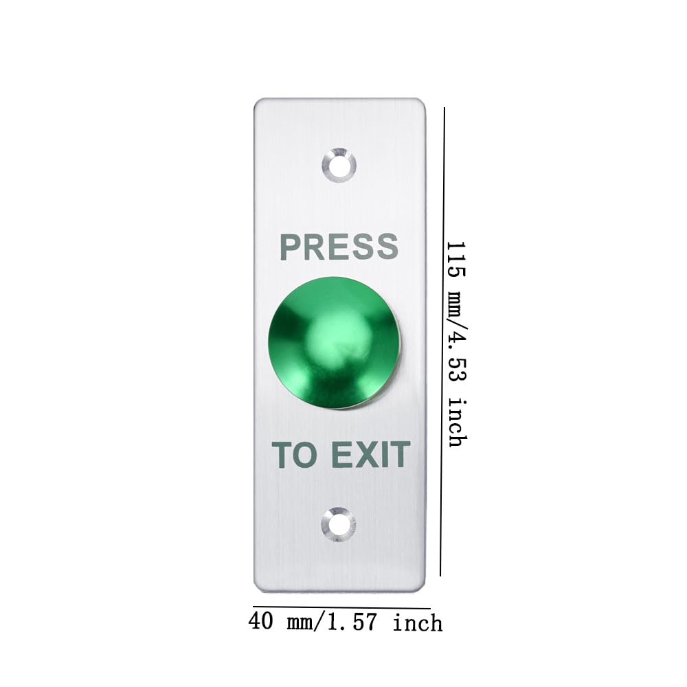 Push to Exit Button，12V DC Push to Exit Switch with LED Light, IP67 Waterproof,NC/NO/COM Outputs, Surface Mount Request-to-Exit Device for Access Control Systems (115X40-C)