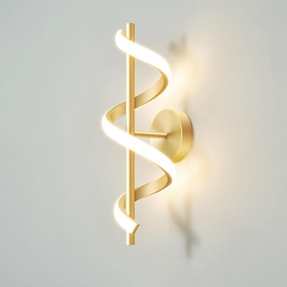 Modern LED Spiral Wall Sconce Minimalist Dimmable Sconce Lighting Fixture Tri-Color Dimmable Wall Lamps for Bedroom Living Room Hallway Decor