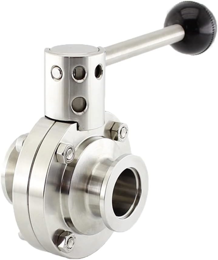 SHERICH KF25 Vacuum Butterfly Valve, Stainless Steel 304 Three-clamp Butterfly Valve with Handle and Silicone (KF25)