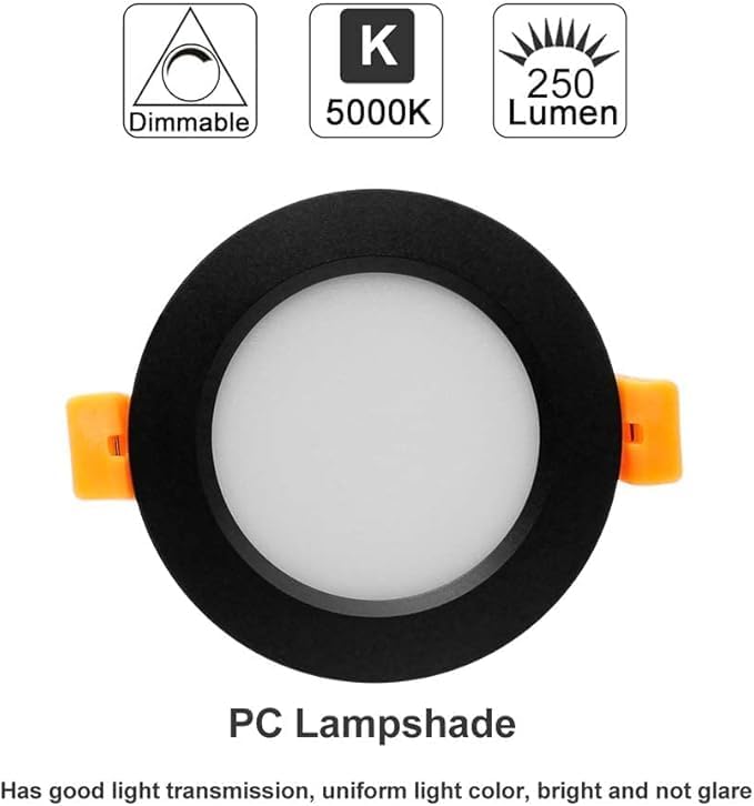 YGS-Tech 2 Inch LED Recessed Lighting, Dimmable Downlight 3W(35W Halogen Equivalent), CRI80, 5000K Daylight White Ceiling Light with LED Driver (24 Pack)