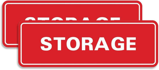 Standard STORAGE Door/Wall Sign -Red - Large (2 Pack)