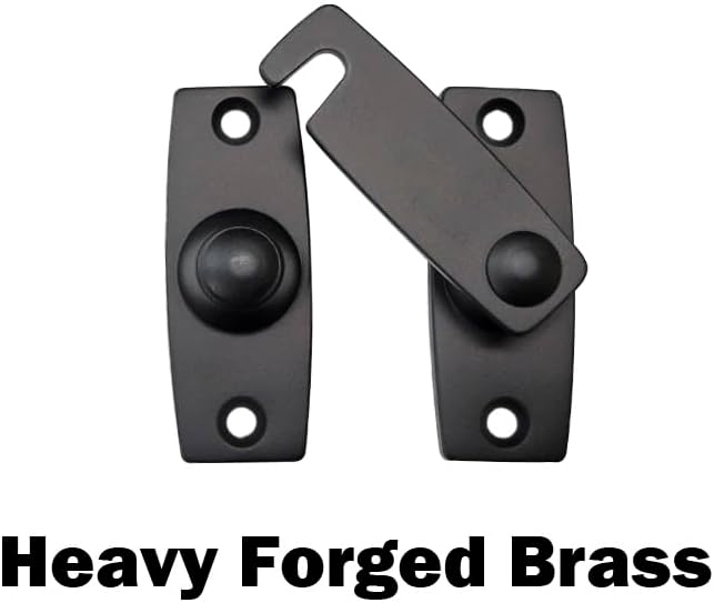 QCAA 2.5" x 2.65", Large, Heavy Forged Solid Brass Door Latch, 180 Degrees Flat Surface Mounting Door Latch Buckle for Doors & Windows, Satin Nickel, 2 Pack, Made in Taiwan