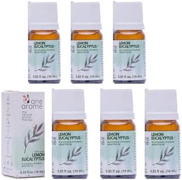 Lemon Eucalyptus Essential Oil (Corymbia Citriodora) – 100% Pure & Undiluted Citrus Aroma for Diffusers, Massage (Dilute) & DIY | Essential Oils for Humidifiers(Pack of 6/0.34 Fl Oz Each)