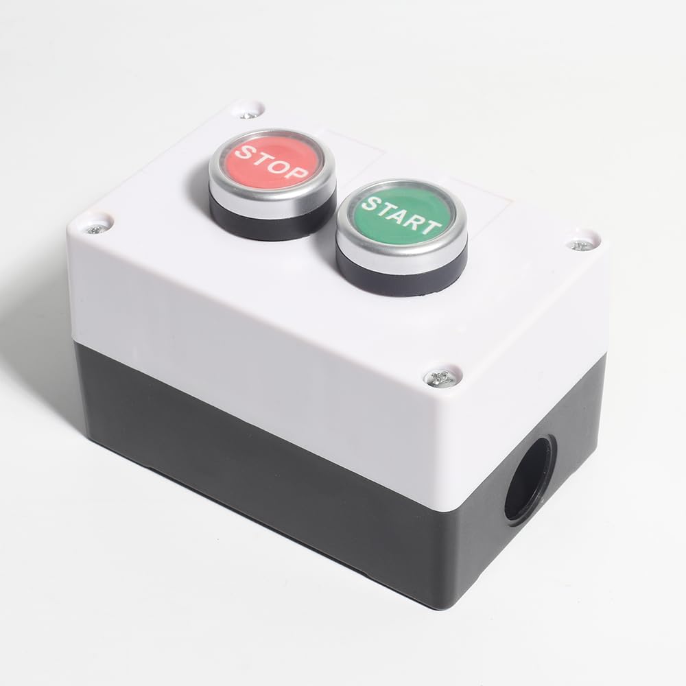 Rain Proof Up-Down Switch Control Station, Momentary Push Button Station Red Green Sign Pushbutton Switches Station AC 660V 10A -Start/Stop-Box Crane Pendant Hoist Push Button Switch