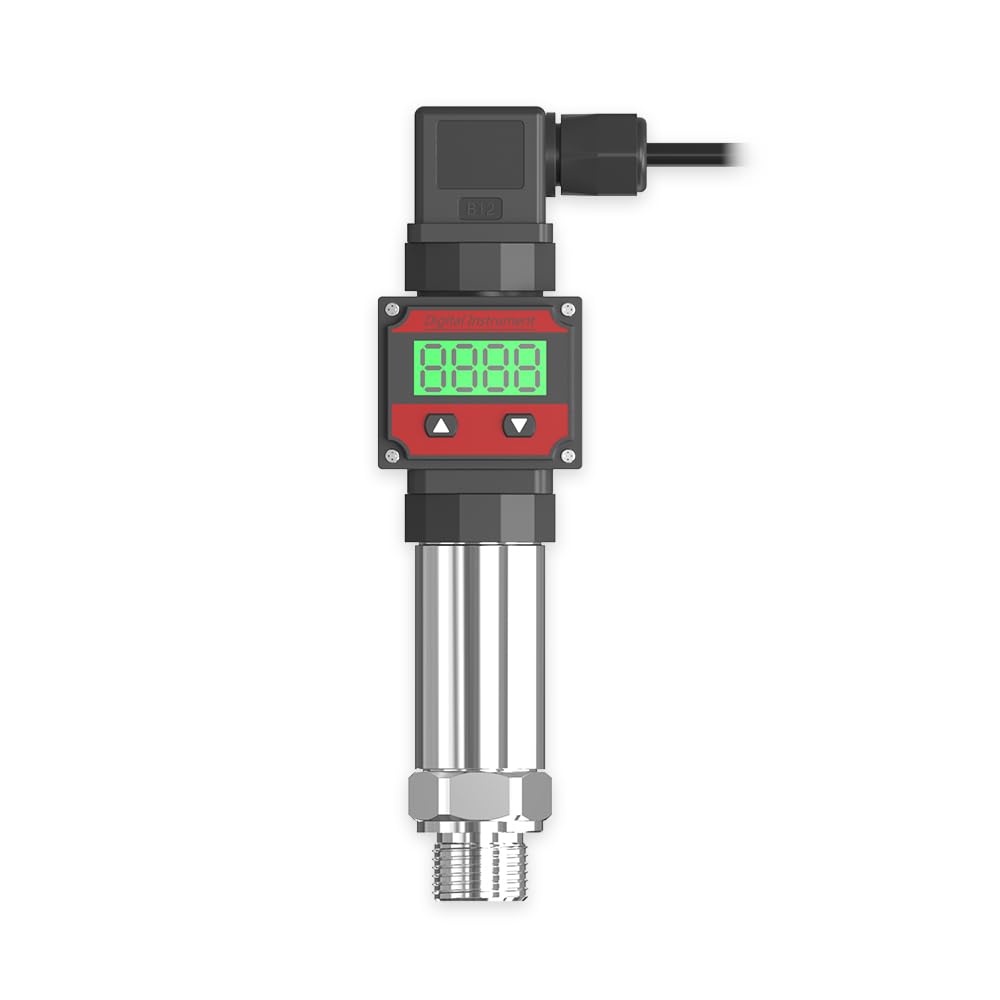 LEFOO Digital Pressure Transmitter 4-20mA Pressure Sensor Transducer with LCD Digital Display (Power Supply: 12-30VDC, Pressure Range: 0-145PSI)