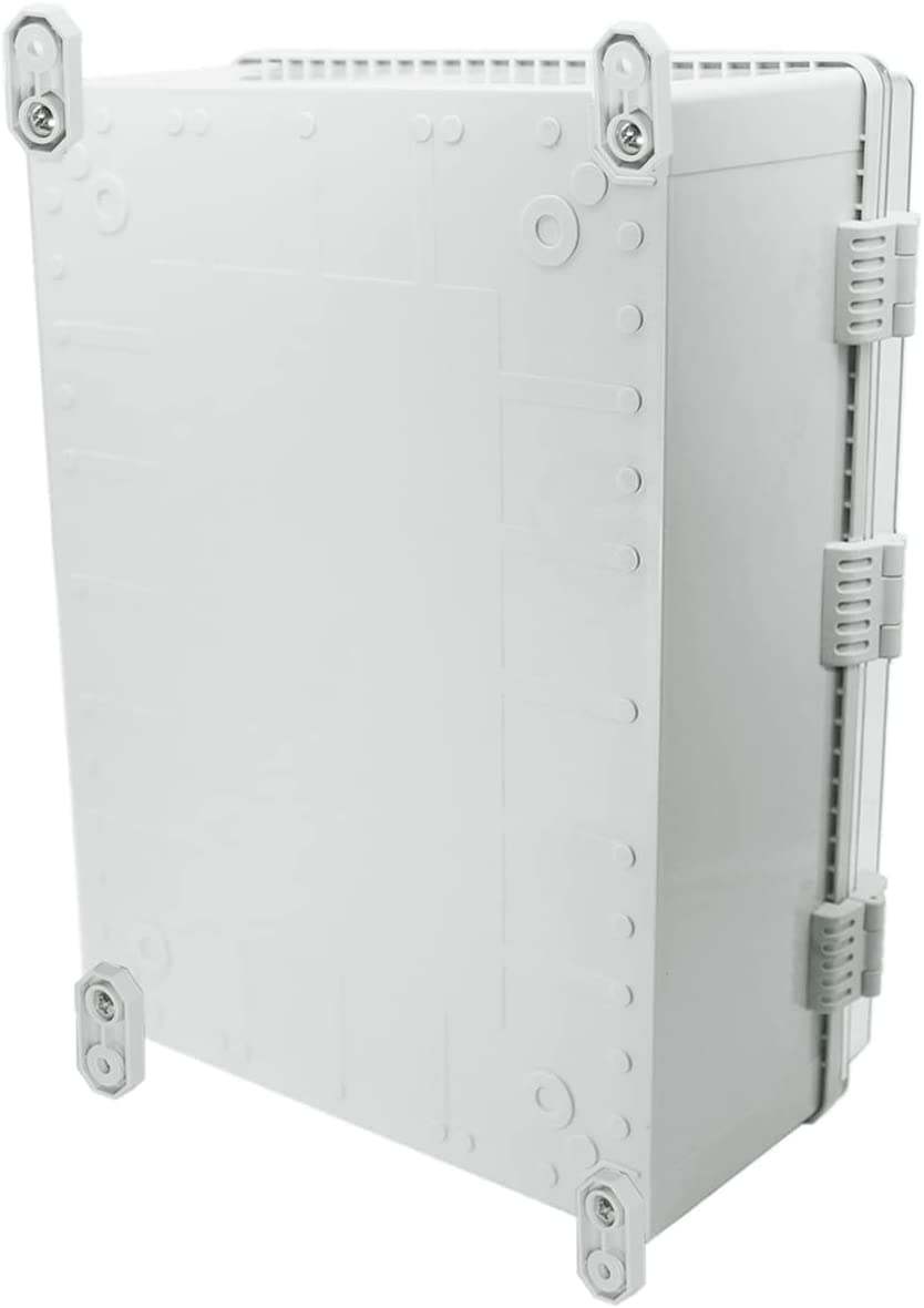 Co. ABS Waterproof IP67 15.75" x 19.68" x 7.87" Hinged Electronics Box with Mounting Plate, and Plastic Cover, Bracket
