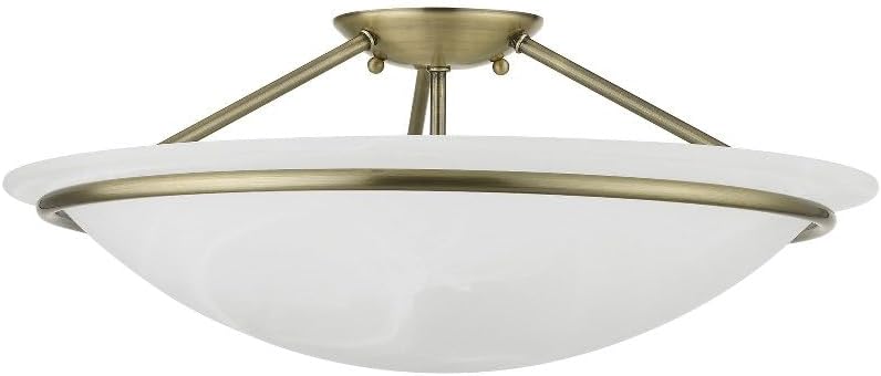Livex Lighting 4825-91 Newburgh 3-Light Ceiling Mount, Brushed Nickel