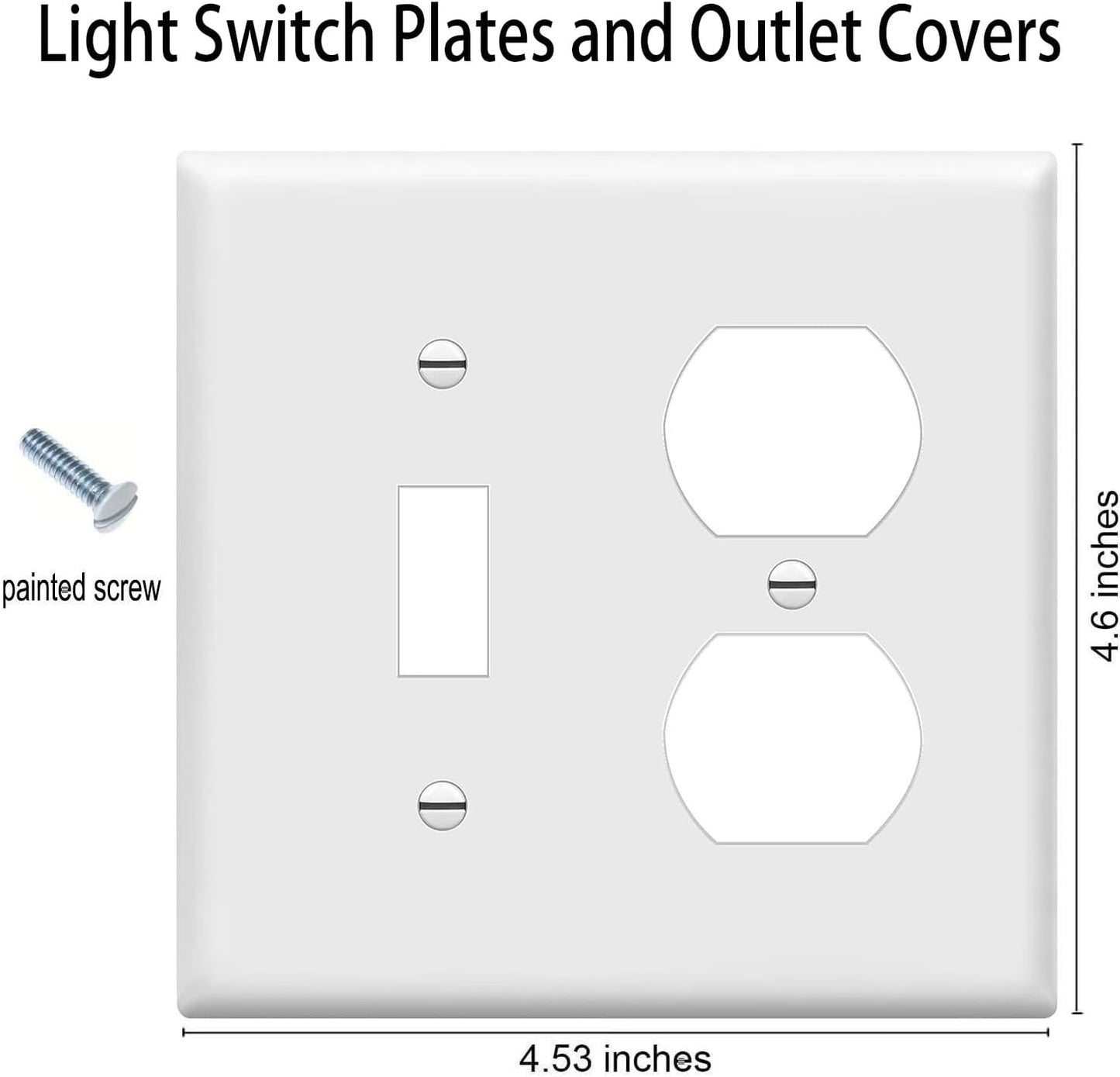 Duplex Outlet/Toggle Light Switch Wall Plates 2-Gang Switch Outlet Electrical Cover Plate Unbreakable Thermoplastic Faceplate for Light Receptacle Outlet Switch, White (4 Pack)