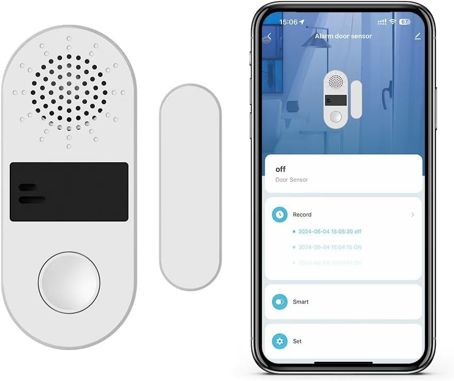 Tuya Door&Window Alarm, 130dB Door and Window Sensor for Home Security/Kid Safety/Pool Safety, 2.4GWifi Door Sensor with Alarm Light Compatible with Smart Life &Tuya Smart (4)