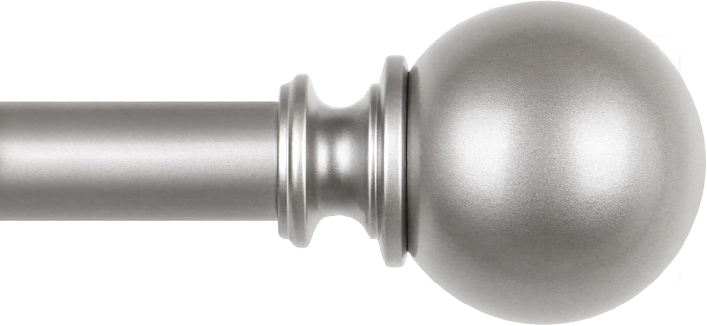 KAMANINA Curtain Rods for Windows 48 to 84 Inches, Antique Silver Curtain Pole 32 to 86 Inches (2.6-7.1ft), 7/8 Inch Decorative Drapery Rods with Round Finials