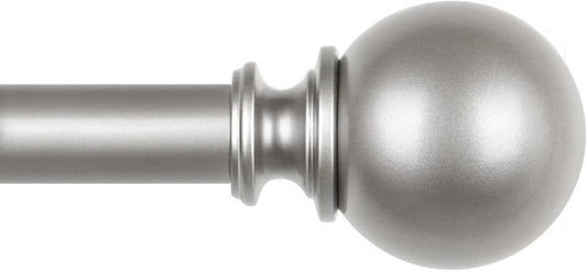 KAMANINA Curtain Rods for Windows 48 to 84 Inches, Antique Silver Curtain Pole 32 to 86 Inches (2.6-7.1ft), 7/8 Inch Decorative Drapery Rods with Round Finials