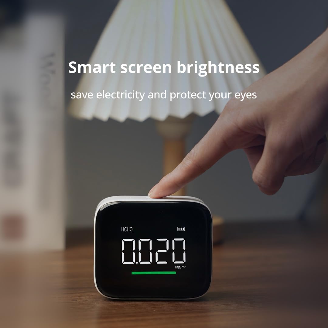 Formaldehyde Detector, Dual Platinum Sensor 0.001mg/m³ Accuracy, 4-in-1 Air Quality Monitor for HCHO/Hum/Temp with LED Display, USB-C Rechargeable for Office, Home, Nursery