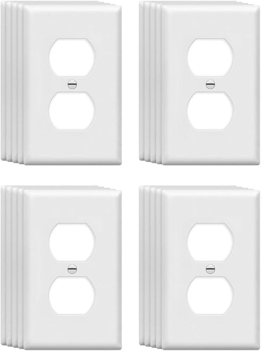 Mid-Size Duplex Outlet Cover Wall Plates 1-Gang 4.89" x 3.12" Switch Outlet Electrical Cover Plate Unbreakable Thermoplastic Faceplate for Light Receptacle Outlet Switch, White (20 Pack)
