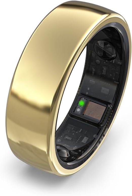 aabo aaboRing Smart Ring, Men, Women, Track Heart Rate, Fitness, Activity, Sleep Stress Monitoring, Step Count, Up to 7 Days of Battery Life, Titanium, No App Subscription, Gold 10