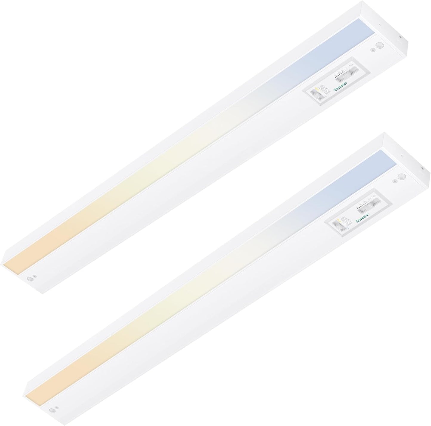 Ensenior 18 Inch LED Under Cabinet Lighting Hardwired, 5CCT, 10W 650LM, 2700K/3000K/3500K/4000K/5000K, Wired Under Cabinet Lights, Dimmable Under Counter Lights for Kitchen, FCC, 2 Packs